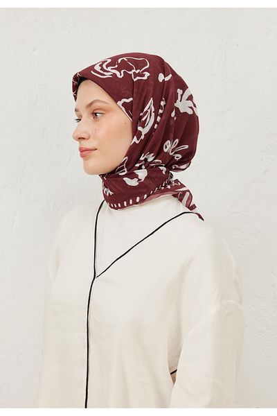 Fresh Burgundy Summer Vibes Patterned Cotton Scarf