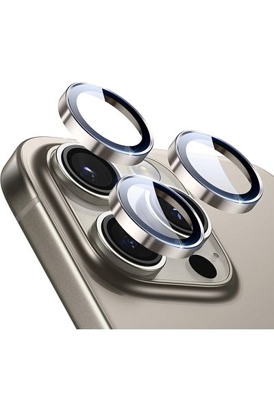 AWH Camera Lens Protector for iPhone 16/15/14 Pro Max/Pro, Scratch-Resistant, HD Glass (Titanium)