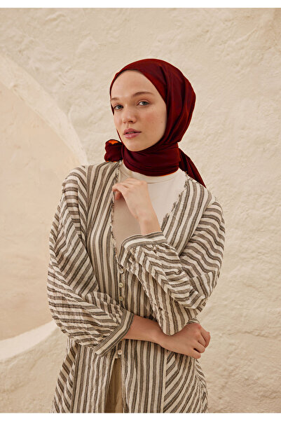 Fresh Dark Red Thin Cotton Voile Shawl