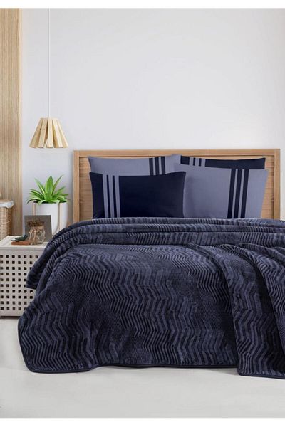 Luoca Patisca SPANISH BLANKET CREPE Duvet Cover Set NAVY BLUE