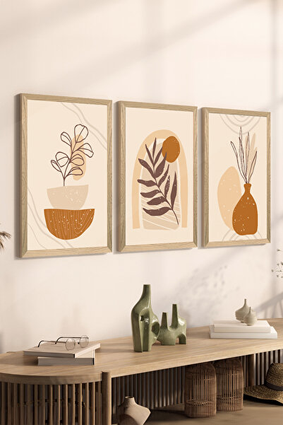Artavessa 3 Parça Ahşap Çerçeve Görünümlü MDF Poster Tablo Seti - Set 101
