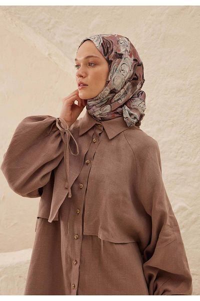 Fresh Linda Patterned Ramie Shawl - Dusty Rose