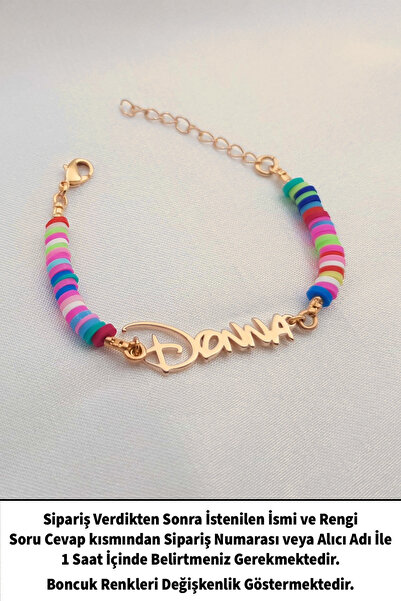 Satürn Silver Kuyumculuk Gümüş Kaplama Bebek Çocuk Bileklik Künye Renkli Bonc...