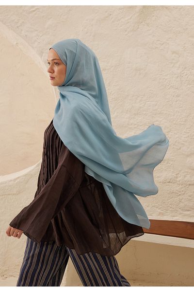 Fresh Light Blue Viscose Shawl - Rami