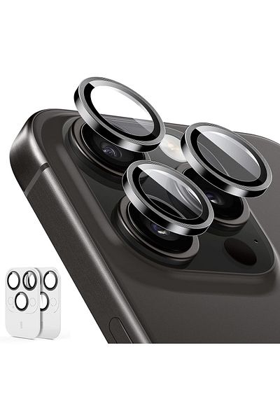 AWH 2 Pack Camera Lens Protector for iPhone 16/15/14 Pro Max/Pro, Scratch-Resistant (Black)