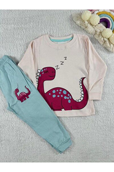Little Miny Kids طقم بيجاما بنات بنقشة ديناصور من ميني كيدز