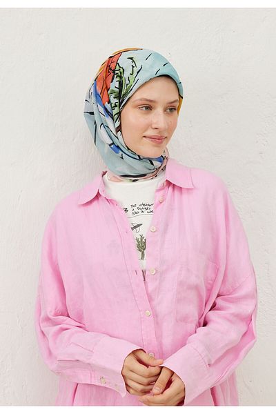 Fresh Cotton Soft Sari Scarf - Sunset Patterned