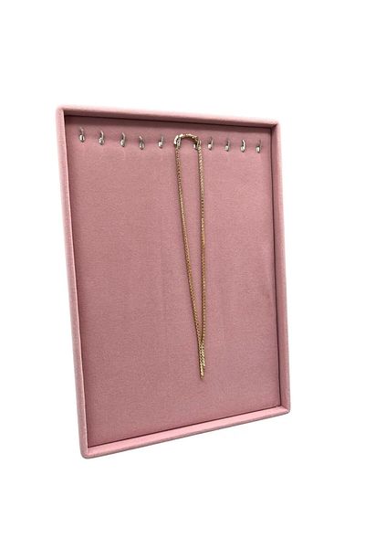 MeGass Dekor Domestic Production Suede Fabric Pink Color 34/24 cm Standing Necklace Display Stand