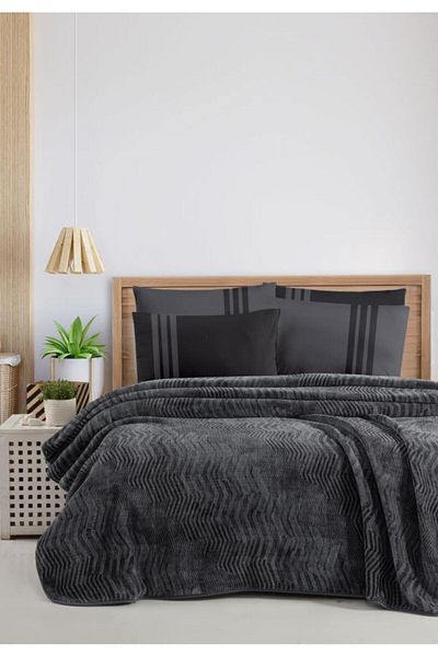Luoca Patisca CREPE Duvet Cover Set with SPANISH BLANKET ANTHRACITE