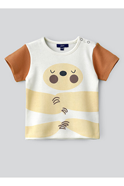 Basicxx Adorable Bear Graphic Cotton T-Shirt for Boys - Cream