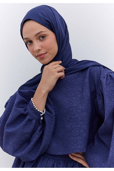 Fresh Silky Elegance - Navy Blue Shawl