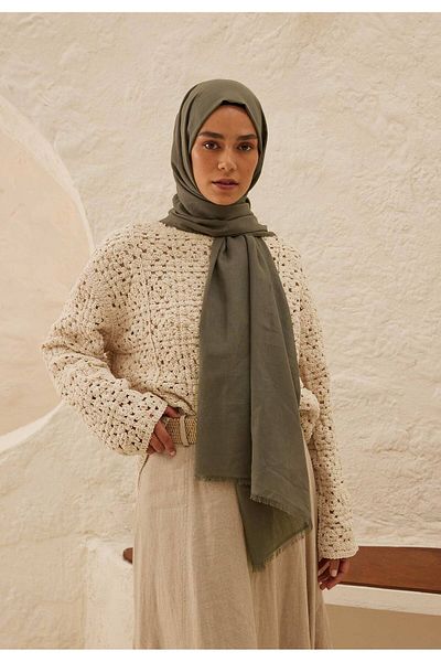 Fresh Gray Thin Cotton Voile Shawl - Dusty