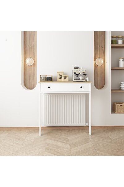 MANDOSİ Mandosi Mobilya Çekmeceli 90 Cm Petek Üstü Dresuar Kahve Köşesi Beyaz...
