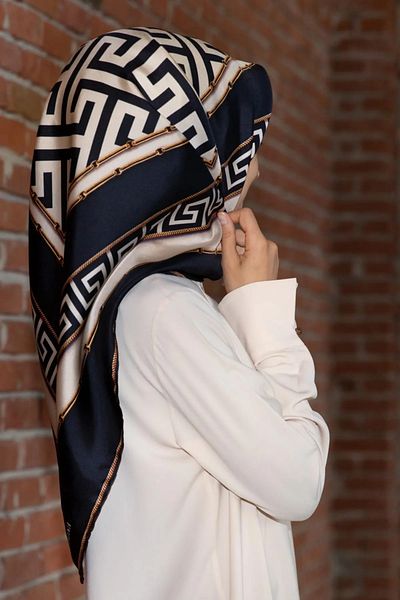 Vissona Μεταξωτό μαντήλι Twill Navy Blue