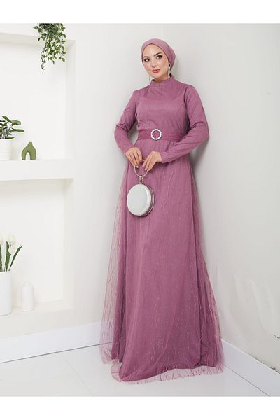 Modahiro Βραδινό φόρεμα Hijab από τούλι (LNA001)