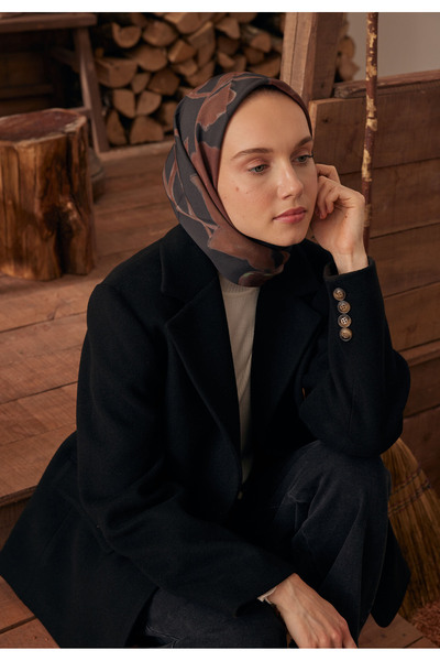 Freshscarfs ΣΚΟΥΡΟ ΜΕΝΤΕΣΕΝΤΟΝΟ ΜΕ ΣΧΕΔΙΟ ΛΟΥΛΟΥΔΙΩΝ ΒΑΜΒΑΚΙ ΜΕΤΑΞΙ ΜΑΝΤΗΣΕΙΡ...