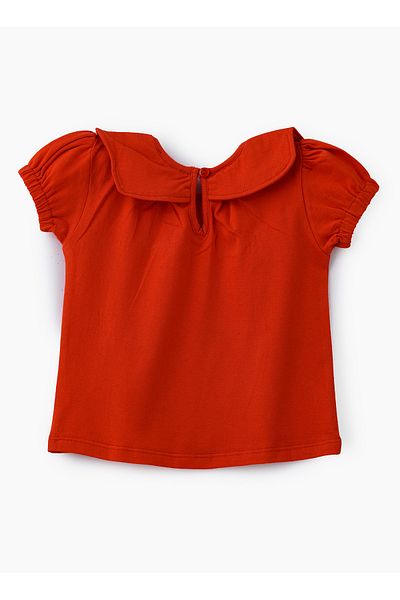 Basicxx Vibrant Red Ruffle Sleeve Cotton Top for Infant Girls
