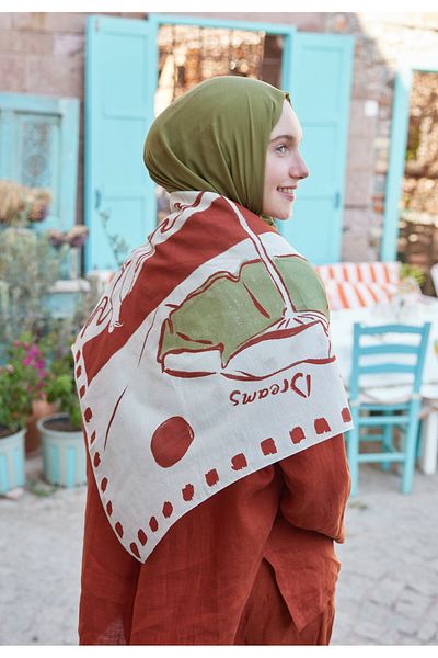 Fresh Endless Summer - Cotton Voile Scarf with Tile Pattern