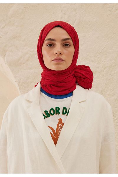 Fresh Red Vual Crash Shawl
