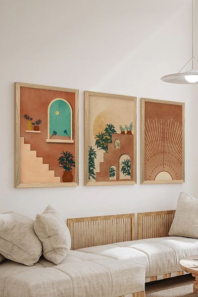 Artavessa Set de pictură poster MDF cu aspect de cadru din lemn din 3 piese - Setul 27