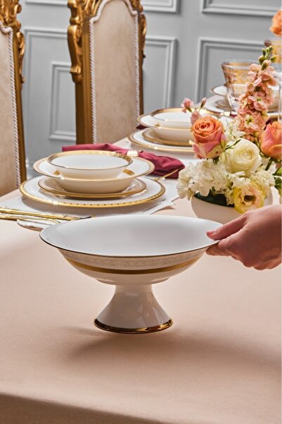 Karaca Royal Bone Victoria Footed Gondola Gold 25.5 cm