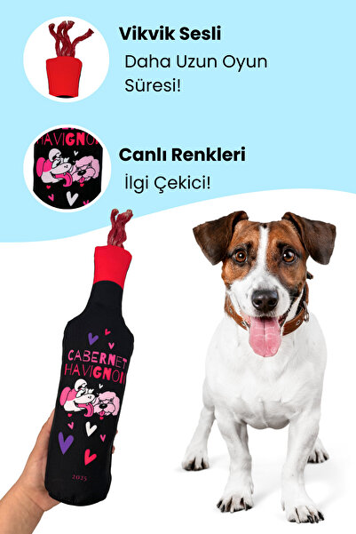 Havhav Cabernet Havignon Vikvik Sesli Köpek Oyuncağı Peluş Şişe İçecek Özel Tasarım Köpek Aktivite Oyuncağı