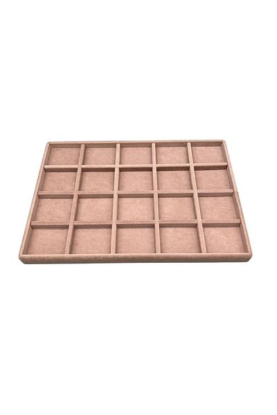 MeGass Dekor Domestic Production Suede Fabric Pink Colored 34/24 cm 20 Compartment Jewelry Stand Inside Drawer