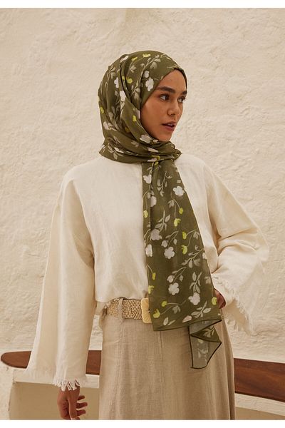 Fresh Soft Flowers Patterned Ram Shawl