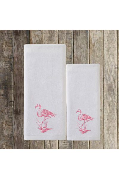 Ursa Flamingo Flai̇r Embroidered Hand and Face Towel 2 Pieces 50X90-30X50