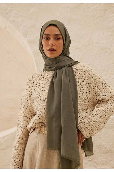 Fresh Gray Thin Cotton Voile Shawl - Dusty