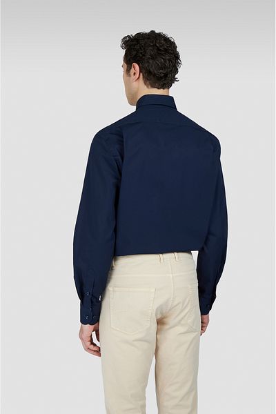 PAUL&SHARK Men's 100% Cotton Regular Cut Sleeves Long Sleeve Navy Blue Shirt with Stripe Logo 25413510 -013