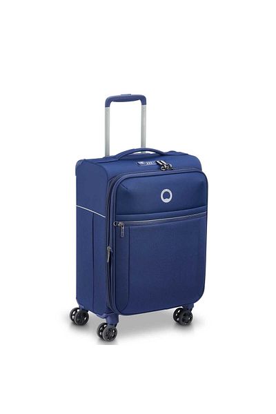 Delsey Brochant 2.0 55cm Hardcase Expandable 4 Double Wheel Cabin Luggage Trolley Bue