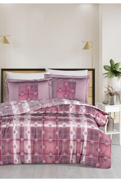 Luoca Patisca Printed Satin Double Duvet Cover Set Ricardo Plum