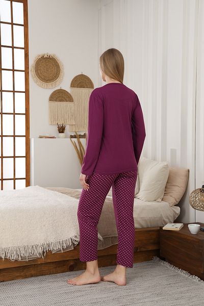 LİLA İÇ GİYİM Viscose Long Sleeve Women's Pajama Set