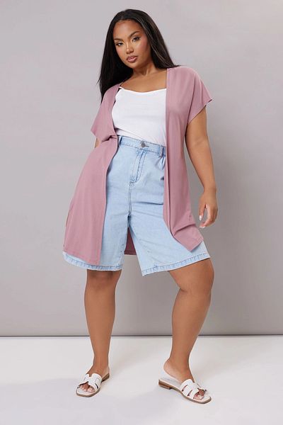 Stil Diva Large Size Short Sleeve Frontless Thin Cardigan 322645