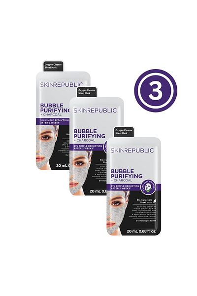 Skin Republic Bubble Purifying Oxygen Cleanse Face Mask, Removes Blackheads 20ml - Pack Of 3