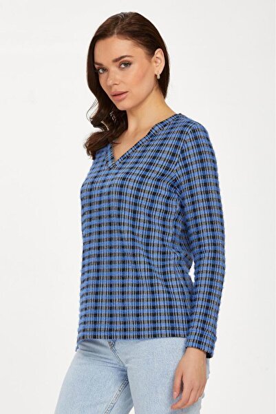 İKİLER V Yaka Uzun Kol Triko Bluz 234-1719