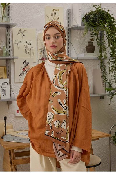 Fresh Aspen Patterned Shawl - Salmon Color
