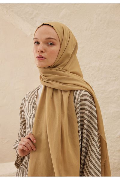 Fresh Sand Color Thin Cotton Voile Shawl