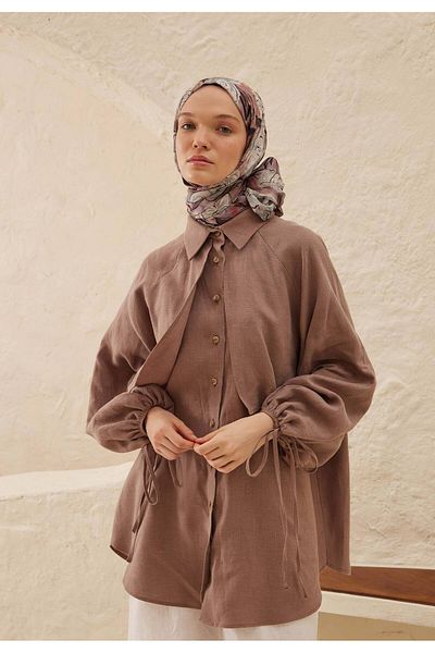 Fresh Linda Patterned Ramie Shawl - Dusty Rose