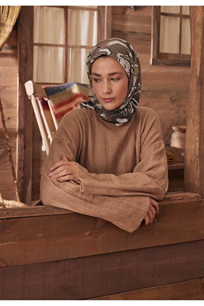 Fresh وشاح حريري قطني منقوش من ASPEN - أنثراسايت