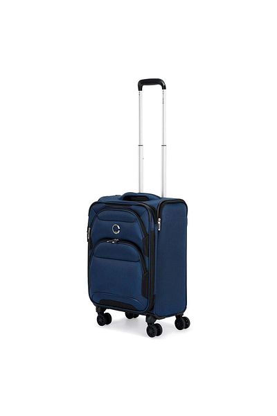 Delsey Sky Max 2.0 55cm Softcase Expandable 4 Double Wheel Cabin Lugggae Trolley Blue