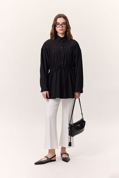 Manuka Tunic with Drawstring Detail Black