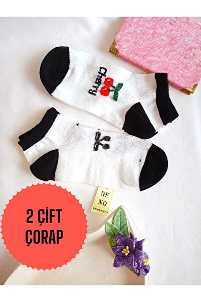ENEFENDİ 2 PERECHI DE Ciorapi de damă, fără cusături, din bumbac, cu model, 36-40, alb, negru