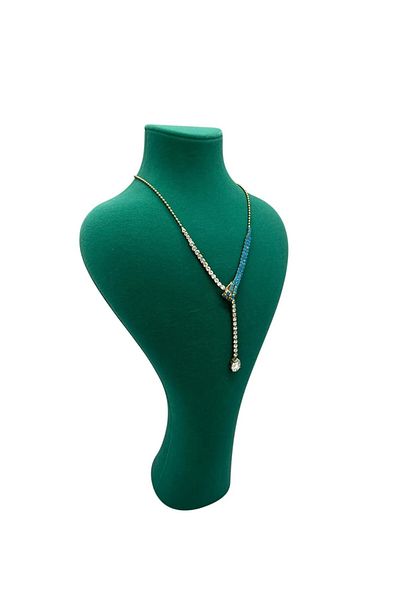 MeGass Dekor Domestic Production Zeus Model Suede Fabric Green Color 42 / 22 cm Suit Necklace Display Manikin