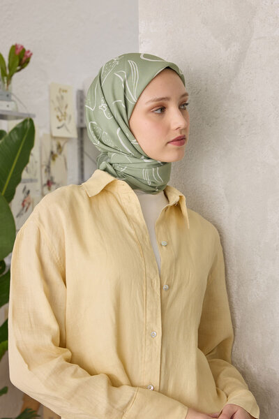 Fresh ELOISE DESEN PAMUK İPEK EŞARP MİNT YEŞİLİ