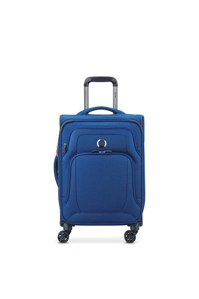 Delsey Optimax Lite 55cm Hardcase Expandable 4 Double Wheel Cabin Luggage Trolley Blue