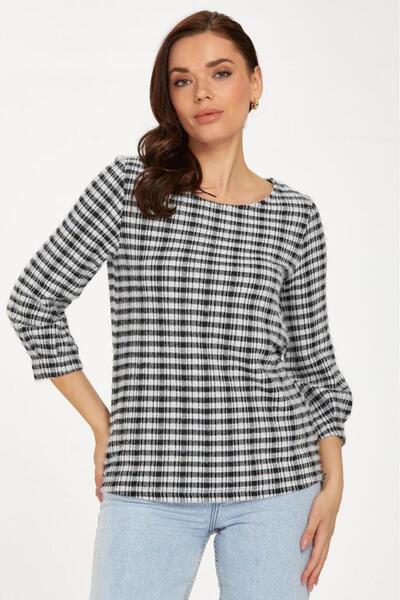 İKİLER Yuvarlak Yaka ¾ Kol Triko Bluz 234-1734