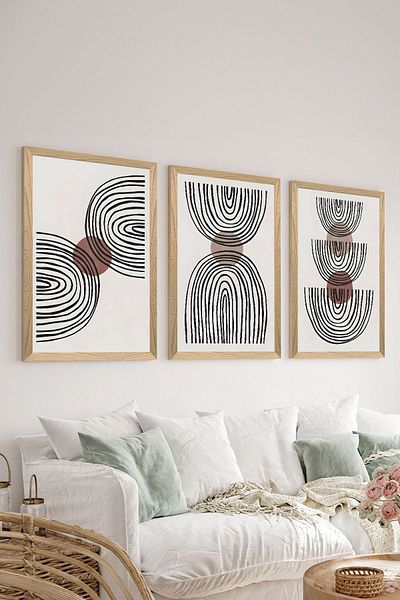 Artavessa Set de pictură poster MDF cu aspect de cadru din lemn din 3 piese - Setul 72