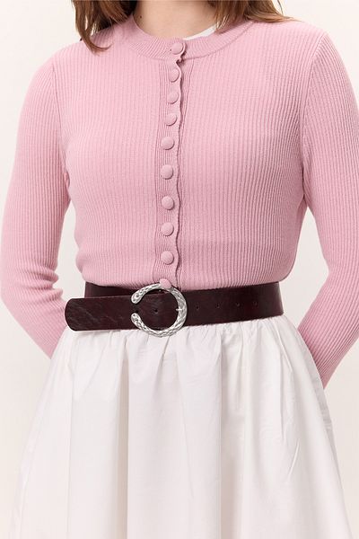 Manuka Claret Red Leather Belt - Forged Buckle